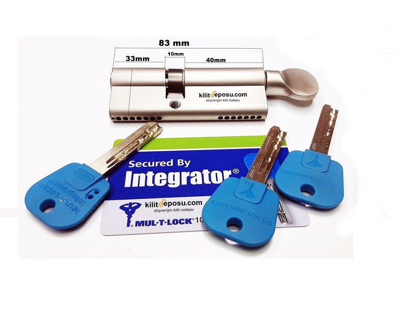 Mul-T-Lock 83 mm İntegrator 3 Anahtarlı Patentli Mandallı Barel